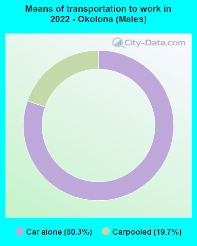 Means of transportation to work in 2022 - Okolona (Males)