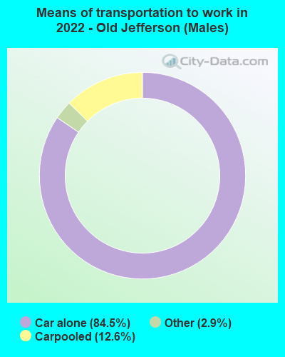 Means of transportation to work in 2022 - Old Jefferson (Males)