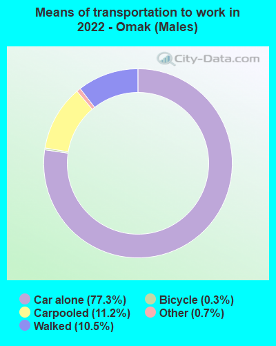 Means of transportation to work in 2022 - Omak (Males)