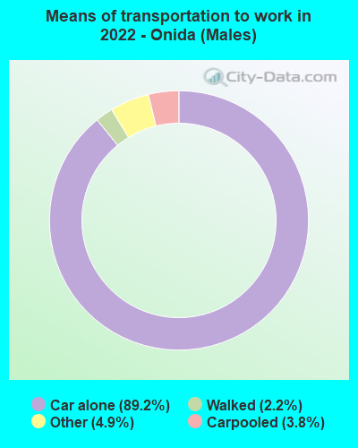 Means of transportation to work in 2022 - Onida (Males)