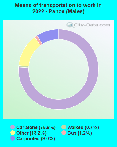 Means of transportation to work in 2022 - Pahoa (Males)