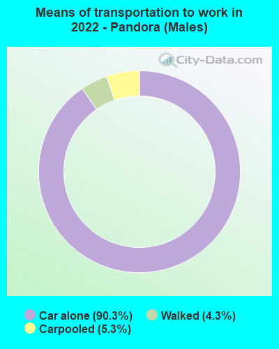 Means of transportation to work in 2022 - Pandora (Males)