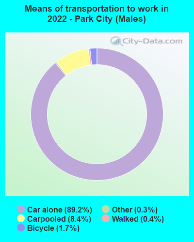 Means of transportation to work in 2022 - Park City (Males)