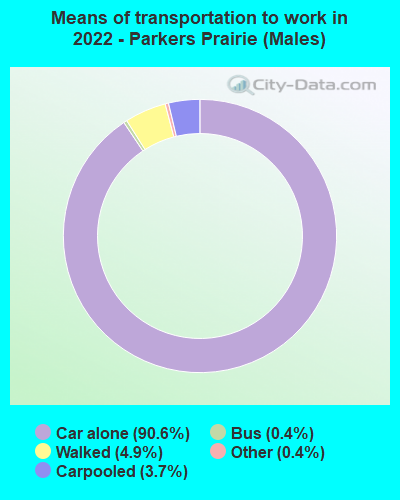 Means of transportation to work in 2022 - Parkers Prairie (Males)