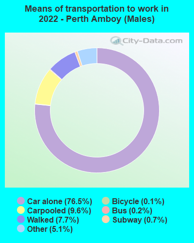Means of transportation to work in 2022 - Perth Amboy (Males)
