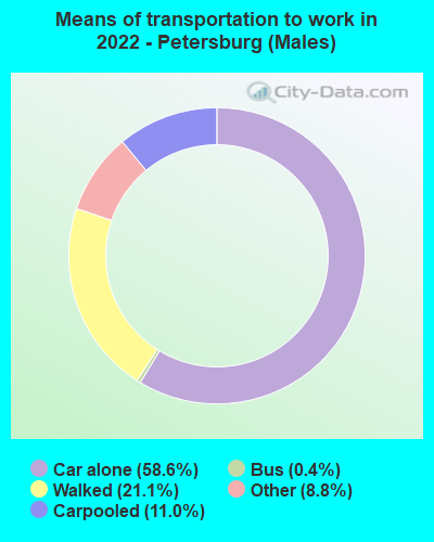 Means of transportation to work in 2022 - Petersburg (Males)