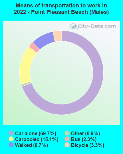 Means of transportation to work in 2022 - Point Pleasant Beach (Males)