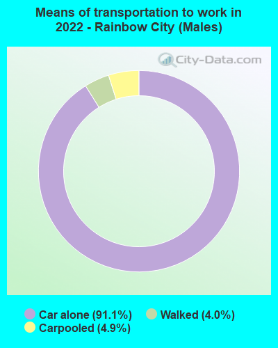 Means of transportation to work in 2022 - Rainbow City (Males)