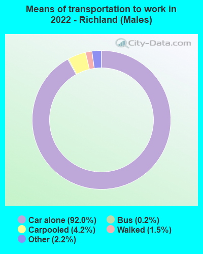 Means of transportation to work in 2022 - Richland (Males)