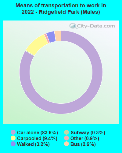 Means of transportation to work in 2022 - Ridgefield Park (Males)