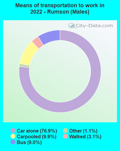 Means of transportation to work in 2022 - Rumson (Males)