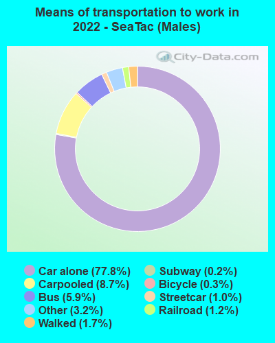 Means of transportation to work in 2022 - SeaTac (Males)