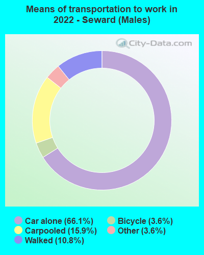 Means of transportation to work in 2022 - Seward (Males)