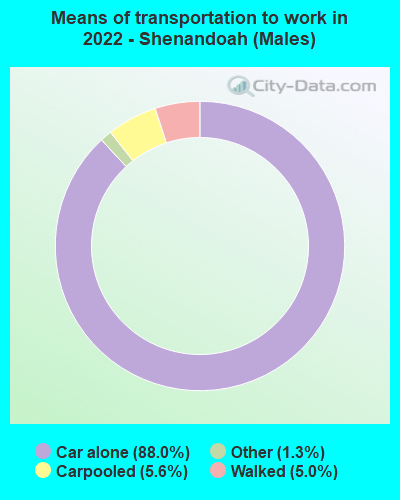 Means of transportation to work in 2022 - Shenandoah (Males)