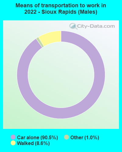 Means of transportation to work in 2022 - Sioux Rapids (Males)