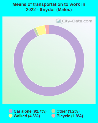 Means of transportation to work in 2022 - Snyder (Males)