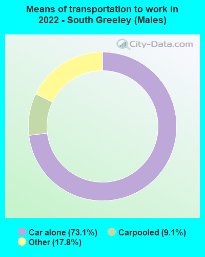 Means of transportation to work in 2022 - South Greeley (Males)