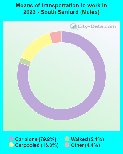 Means of transportation to work in 2022 - South Sanford (Males)