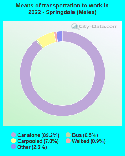 Means of transportation to work in 2022 - Springdale (Males)