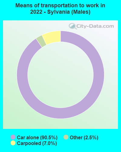 Means of transportation to work in 2022 - Sylvania (Males)