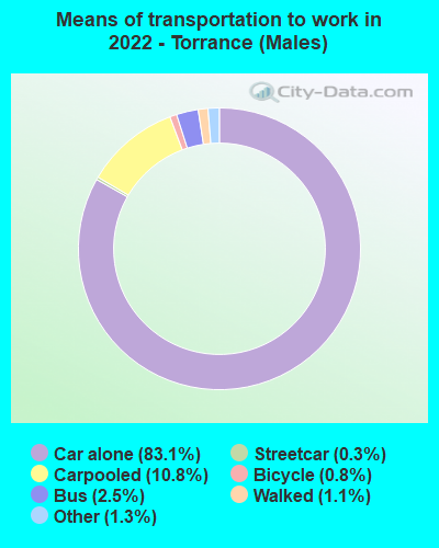 Means of transportation to work in 2022 - Torrance (Males)