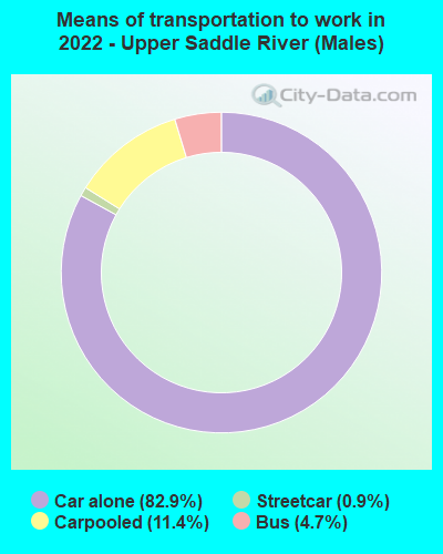 Means of transportation to work in 2022 - Upper Saddle River (Males)