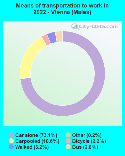 Means of transportation to work in 2022 - Vienna (Males)