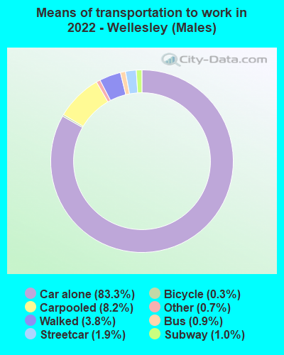 Means of transportation to work in 2022 - Wellesley (Males)