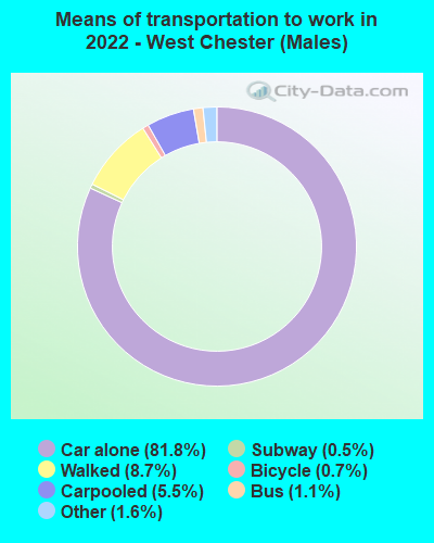 Means of transportation to work in 2022 - West Chester (Males)