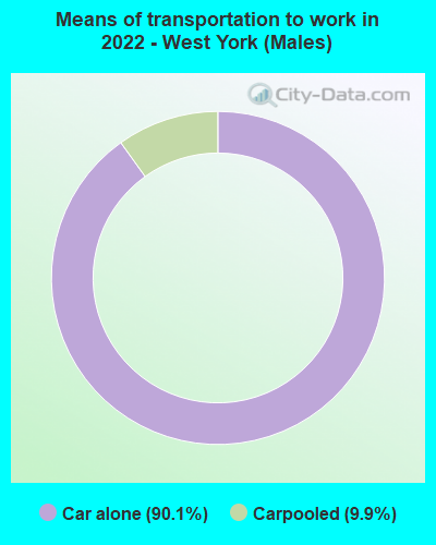 Means of transportation to work in 2022 - West York (Males)