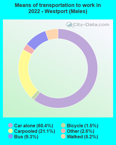 Means of transportation to work in 2022 - Westport (Males)