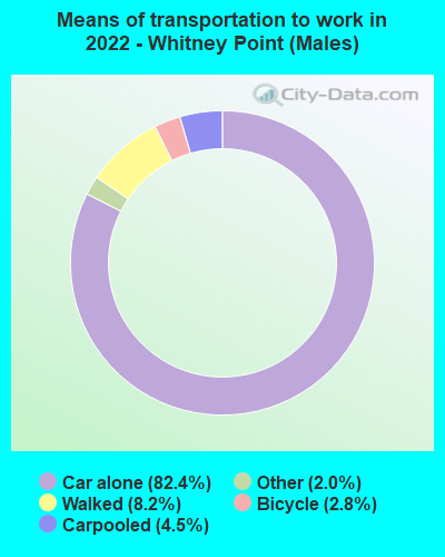 Means of transportation to work in 2022 - Whitney Point (Males)