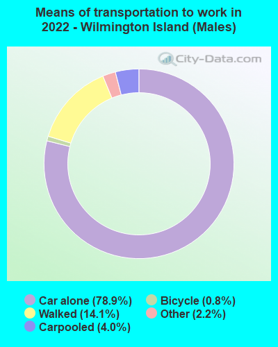 Means of transportation to work in 2022 - Wilmington Island (Males)