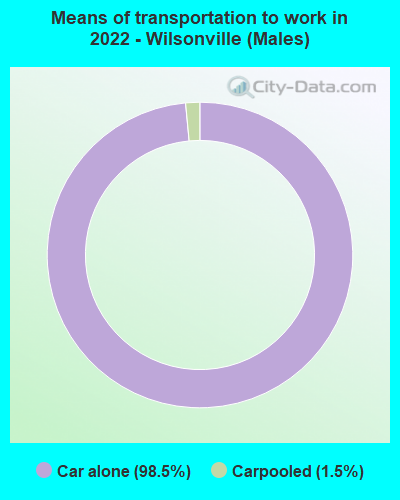 Means of transportation to work in 2022 - Wilsonville (Males)