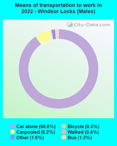 Means of transportation to work in 2022 - Windsor Locks (Males)