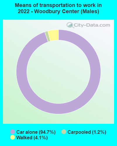 Means of transportation to work in 2022 - Woodbury Center (Males)