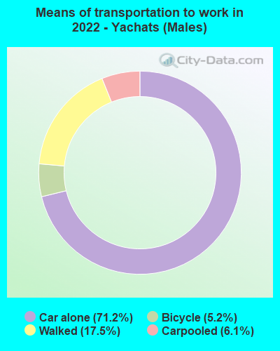 Means of transportation to work in 2022 - Yachats (Males)