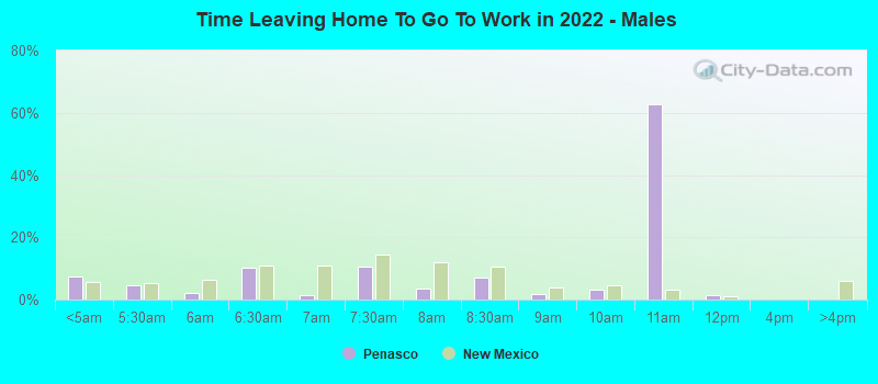 Time Leaving Home To Go To Work in 2022 - Males