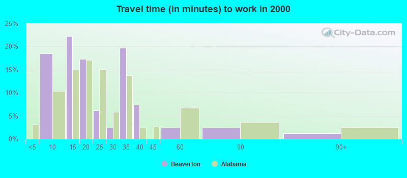 Travel time (in minutes) to work