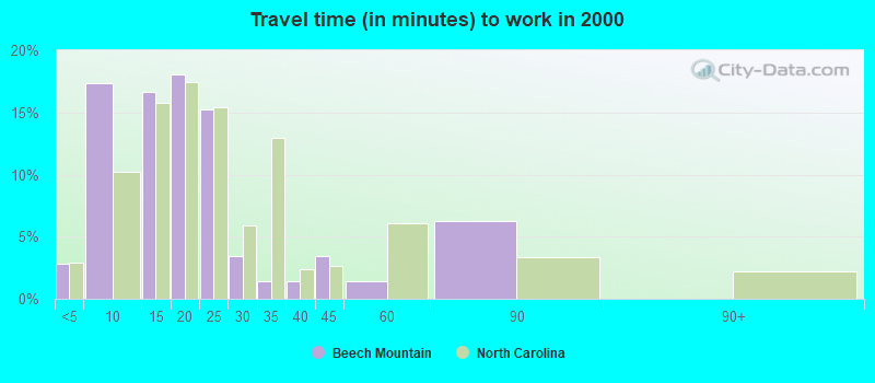 Travel time (in minutes) to work