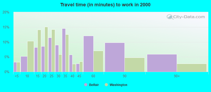 Travel time (in minutes) to work