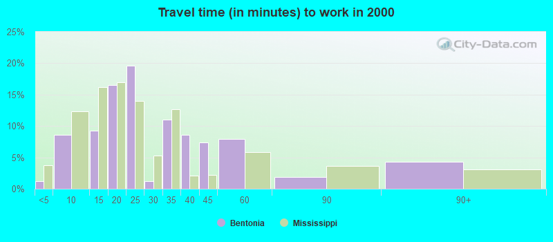 Travel time (in minutes) to work