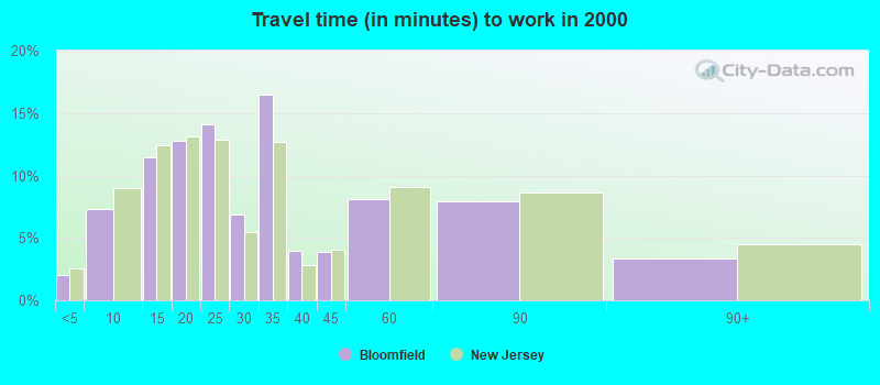 Travel time (in minutes) to work