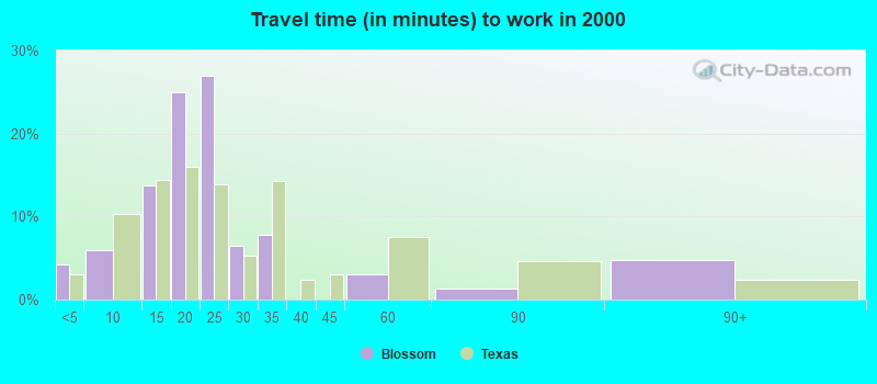 Travel time (in minutes) to work