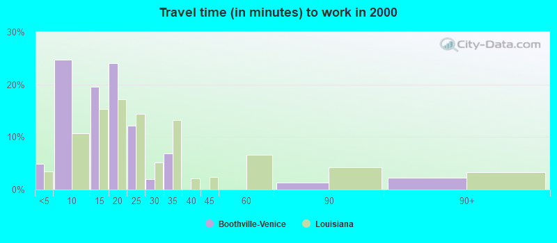 Travel time (in minutes) to work