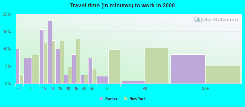 Travel time (in minutes) to work