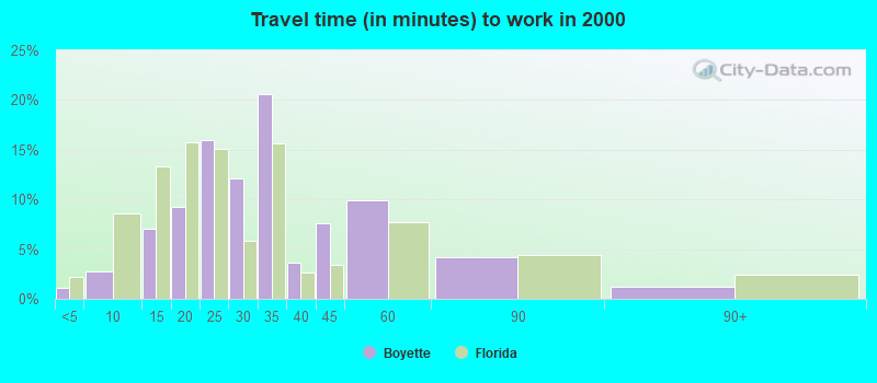 Travel time (in minutes) to work