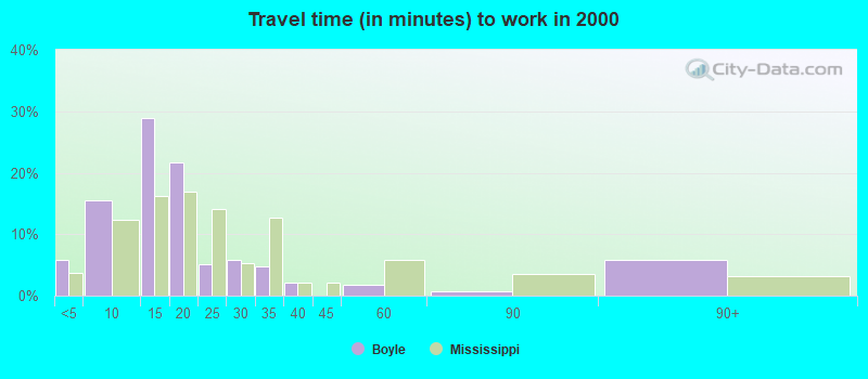 Travel time (in minutes) to work