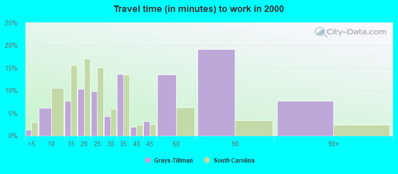 Travel time (in minutes) to work