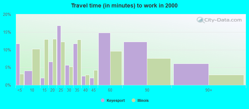 Travel time (in minutes) to work